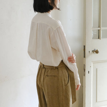 SALUÉ／【受注商品】エッグパンツA／ヘリンボーンリネン