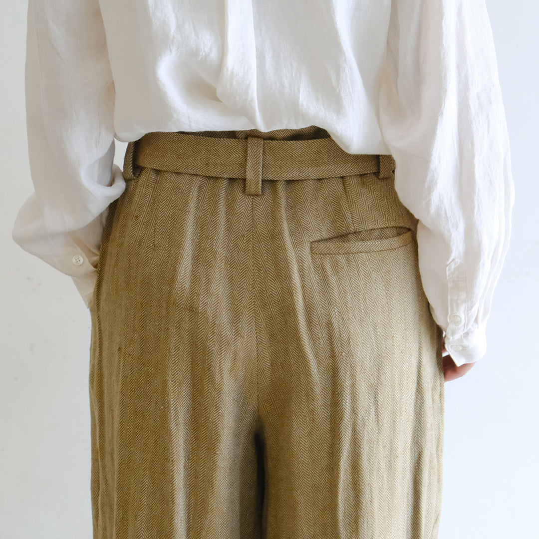 SALUÉ／【受注商品】エッグパンツA／ヘリンボーンリネン