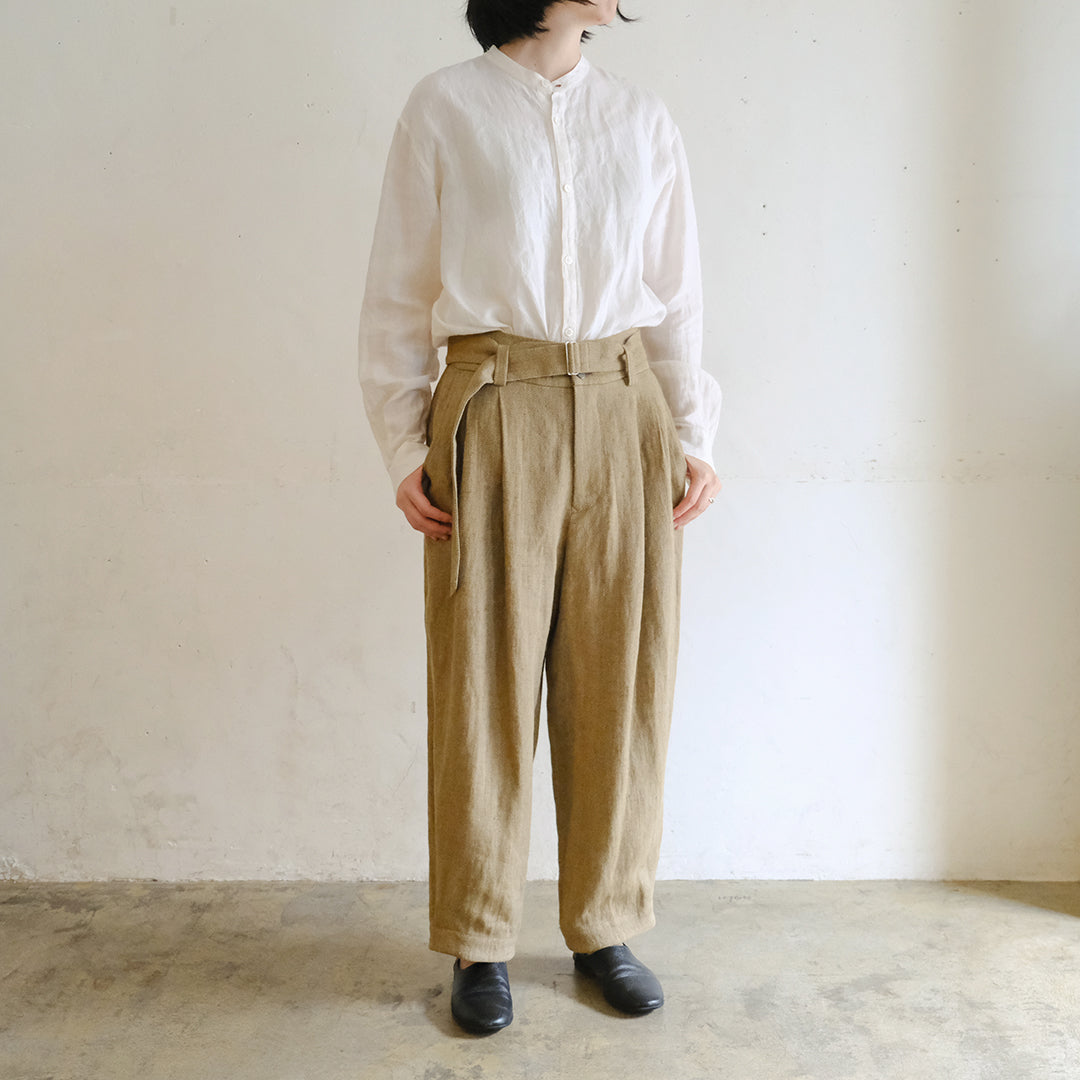 SALUÉ／【受注商品】エッグパンツA／ヘリンボーンリネン