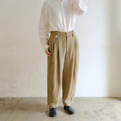 SALUÉ／【受注商品】エッグパンツA／ヘリンボーンリネン