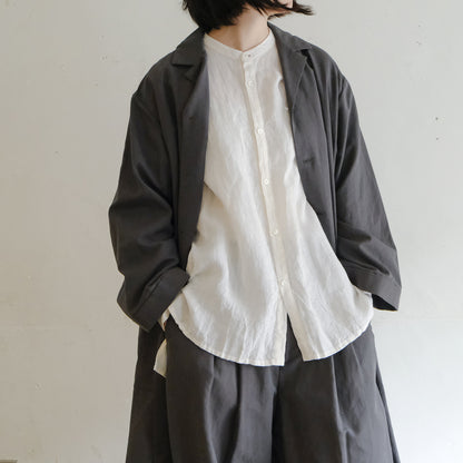 SALUÉ／ユニセックスバンドカラーシャツ／ライトウェイトリネン