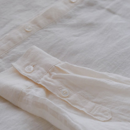 SALUÉ／ユニセックスバンドカラーシャツ／ライトウェイトリネン