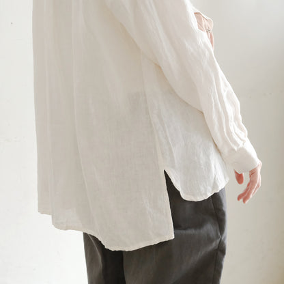 SALUÉ／ユニセックスバンドカラーシャツ／ライトウェイトリネン