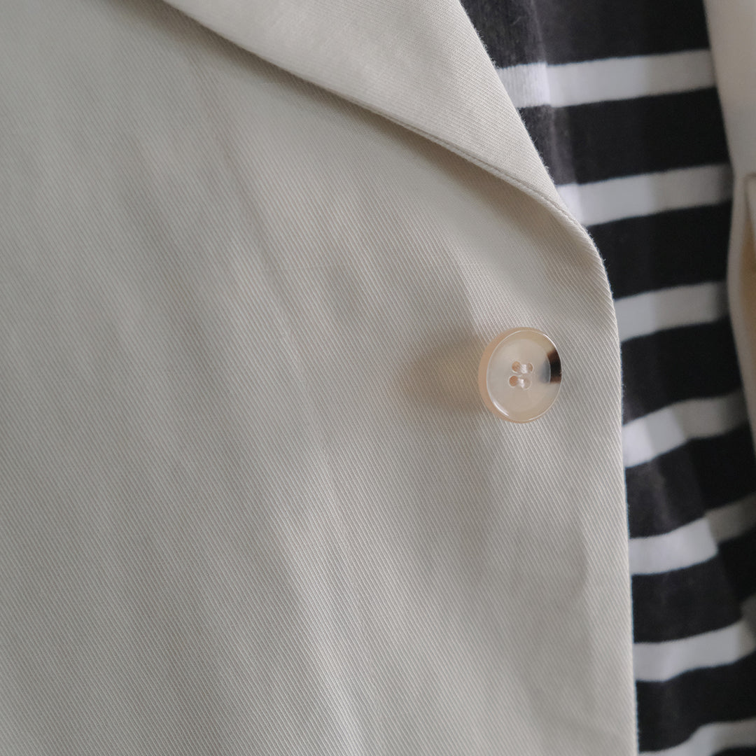 ［SALUÉ］ショールカラースリットコート／コットンリネンカルゼ