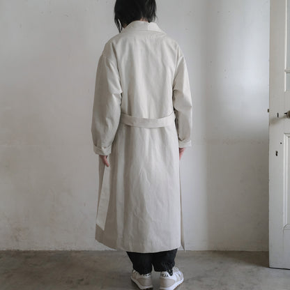 ［SALUÉ］ショールカラースリットコート／コットンリネンカルゼ
