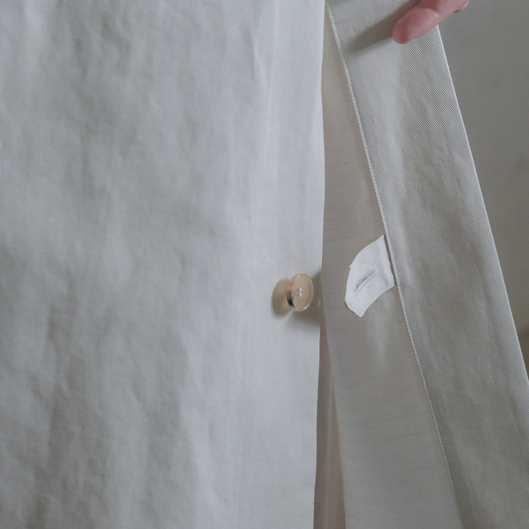 ［SALUÉ］ショールカラースリットコート／コットンリネンカルゼ