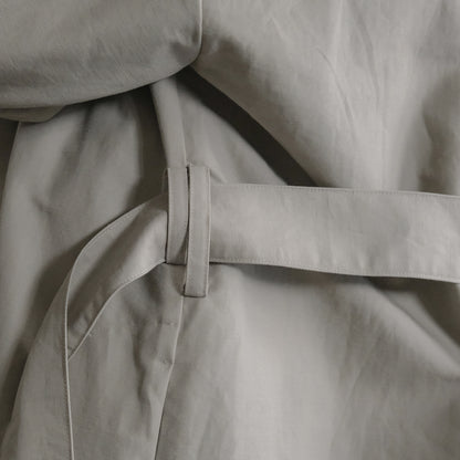 ［SALUÉ］ショールカラースリットコート／コットンリネンカルゼ