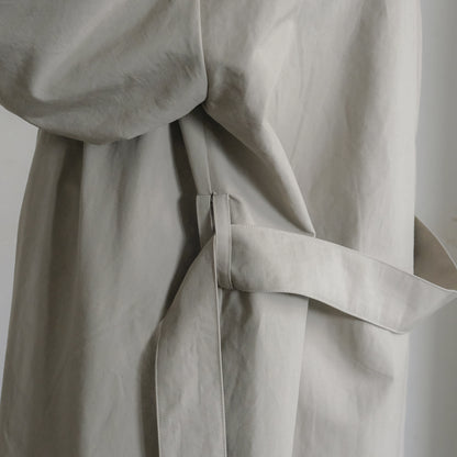 ［SALUÉ］ショールカラースリットコート／コットンリネンカルゼ