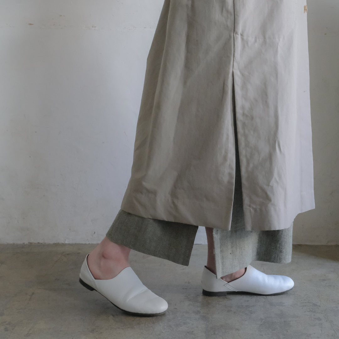 ［SALUÉ］ショールカラースリットコート／コットンリネンカルゼ