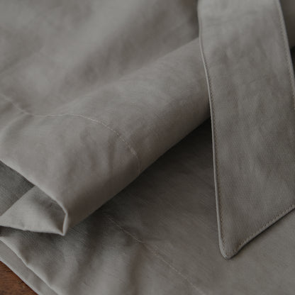 ［SALUÉ］ショールカラースリットコート／コットンリネンカルゼ