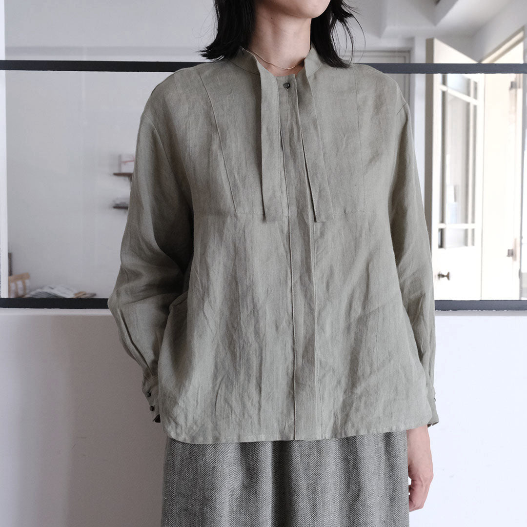 SALUÉ／ボウカラーシャツ／ライトウェイトリネン