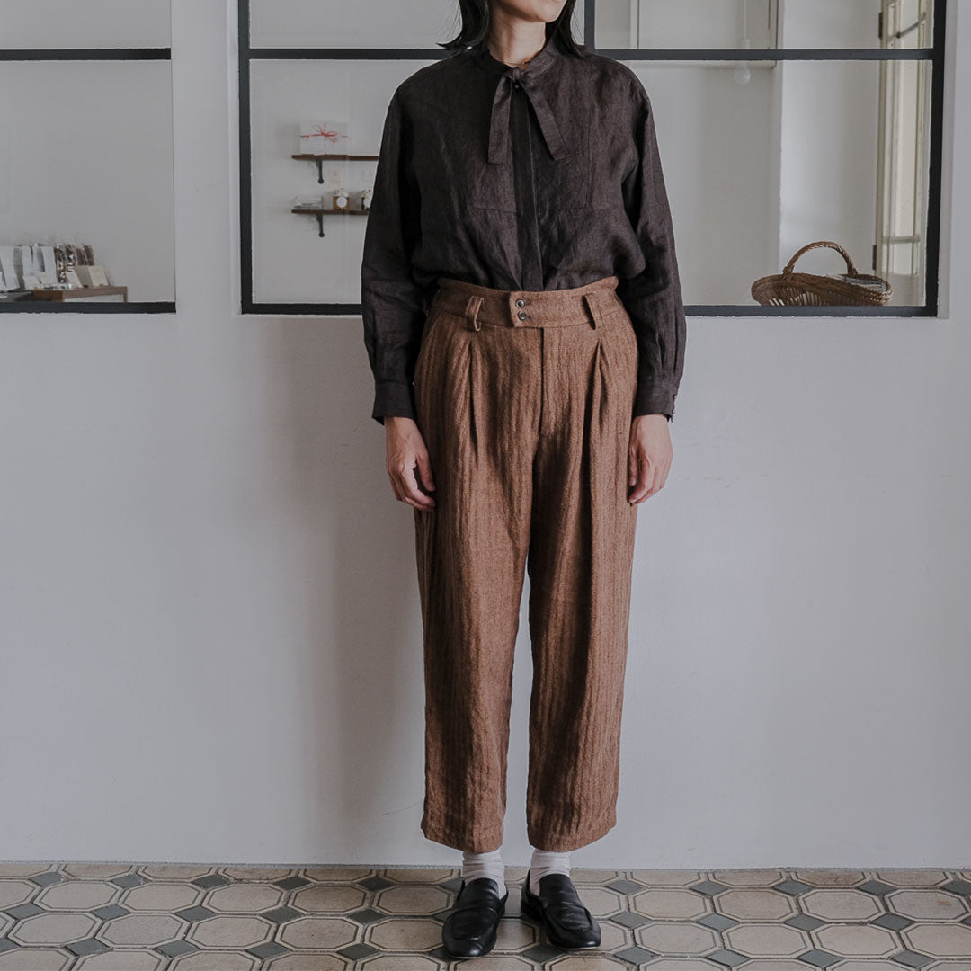 SALUÉ／ボウカラーシャツ／ライトウェイトリネン