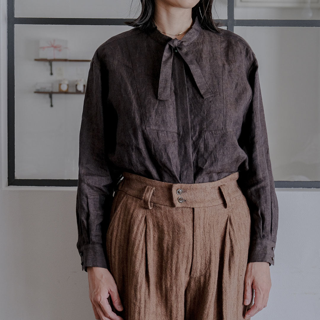 SALUÉ／ボウカラーシャツ／ライトウェイトリネン