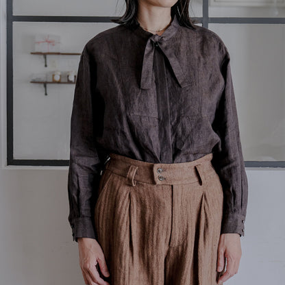 SALUÉ／ボウカラーシャツ／ライトウェイトリネン