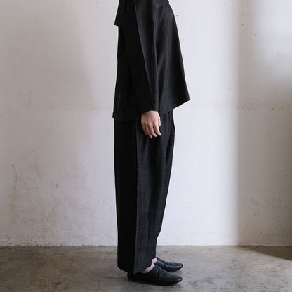 ［BUNON］Wide Belt Tuck Pants