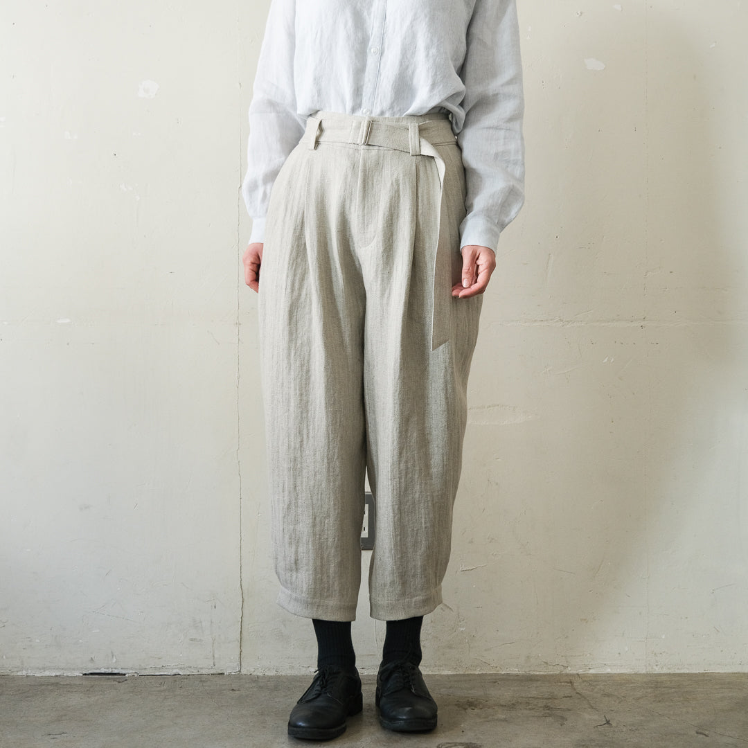 SALUÉ／【受注商品】エッグパンツA／ヘリンボーンリネン