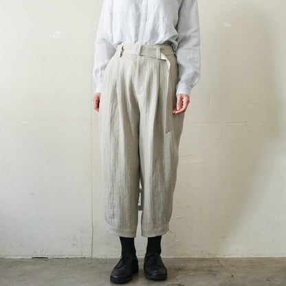 SALUÉ／【受注商品】エッグパンツA／ヘリンボーンリネン