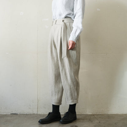 SALUÉ／【受注商品】エッグパンツA／ヘリンボーンリネン