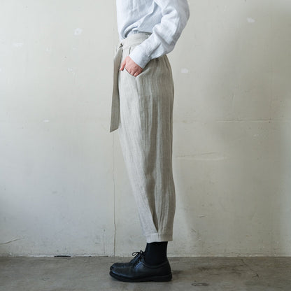 SALUÉ／【受注商品】エッグパンツA／ヘリンボーンリネン
