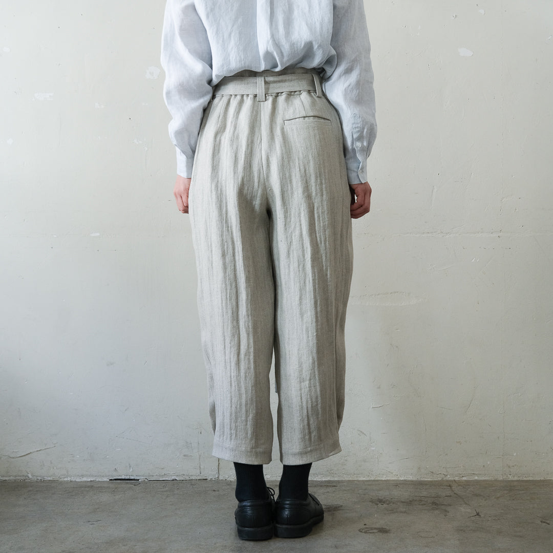SALUÉ／【受注商品】エッグパンツA／ヘリンボーンリネン