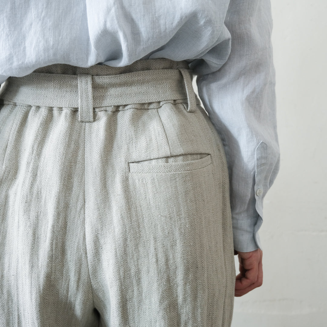 SALUÉ／【受注商品】エッグパンツA／ヘリンボーンリネン
