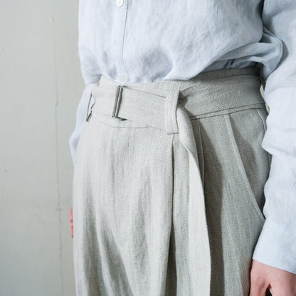 SALUÉ／【受注商品】エッグパンツA／ヘリンボーンリネン