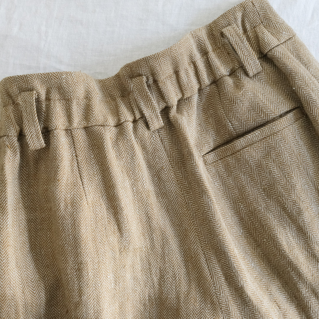 SALUÉ／【受注商品】エッグパンツA／ヘリンボーンリネン