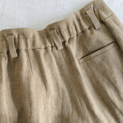SALUÉ／【受注商品】エッグパンツA／ヘリンボーンリネン