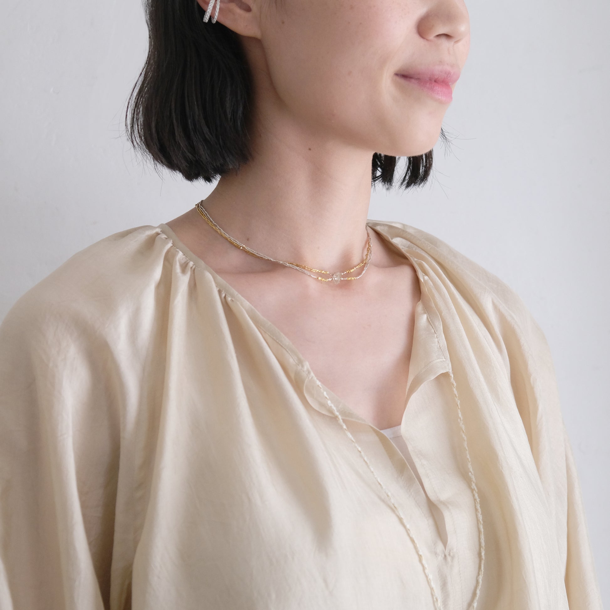 ［YOHEI NOGUCHI］イヤーカフ、［立田暁子］曉series　ルチルクオーツのネックレス