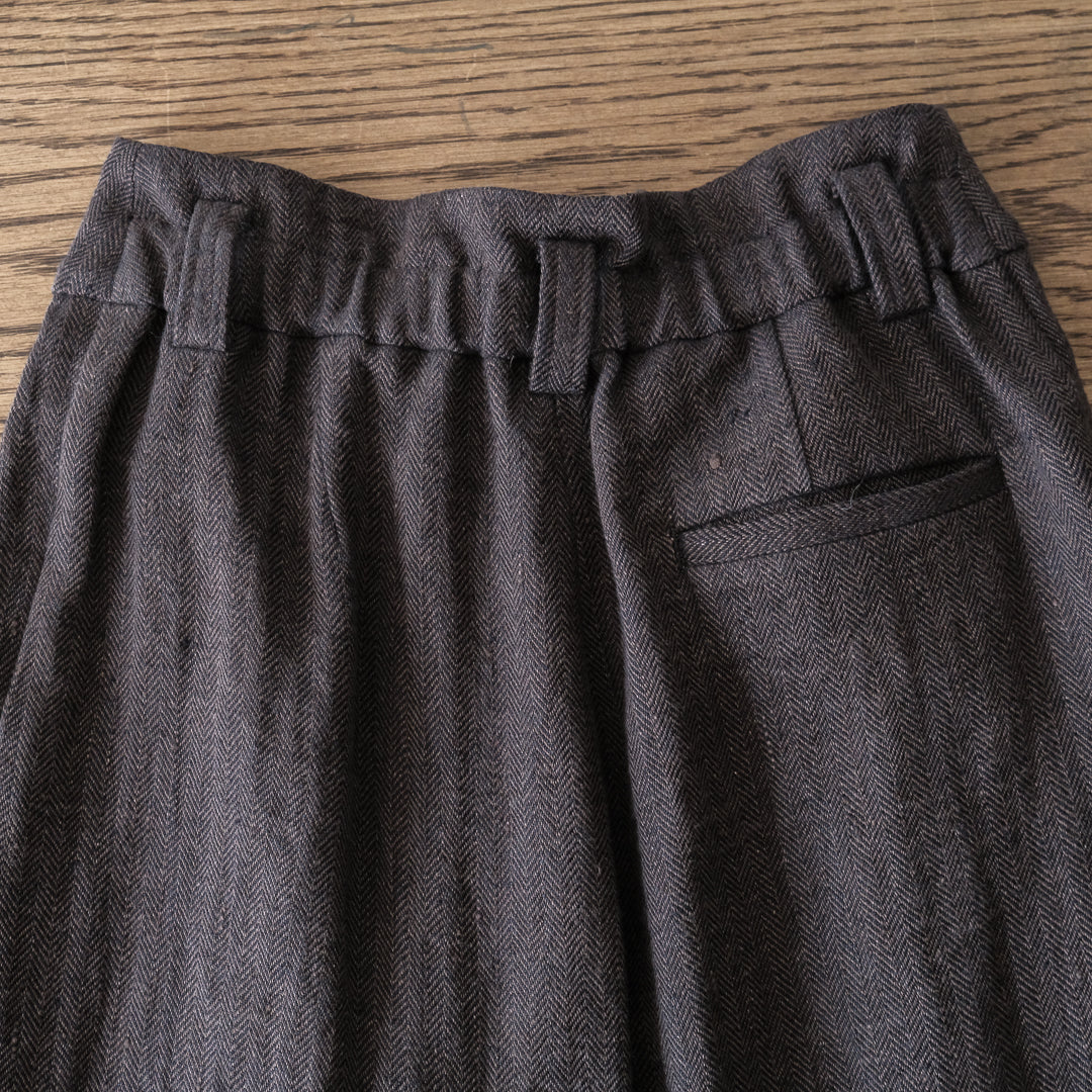 SALUÉ／【受注商品】エッグパンツA／ヘリンボーンリネン
