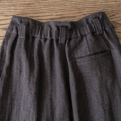SALUÉ／【受注商品】エッグパンツA／ヘリンボーンリネン
