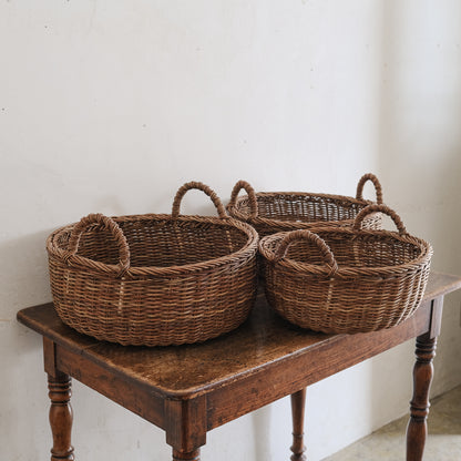 ［宮本工芸］両手つきの丸かご