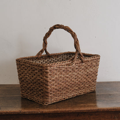 ［宮本工芸］特大バスケット小松編　なわ手（ふた無し）