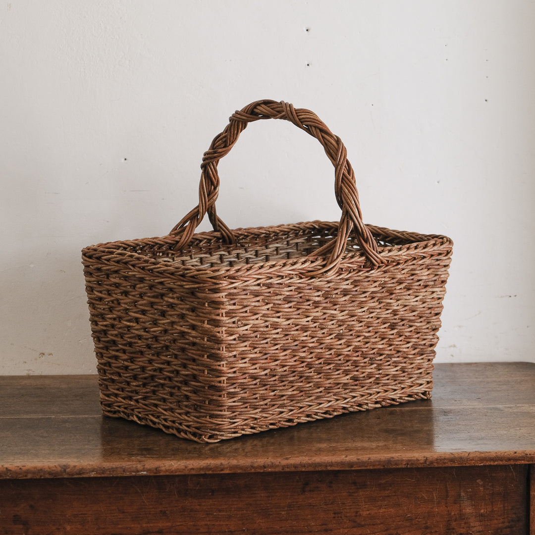 ［宮本工芸］特大バスケット小松編　なわ手（ふた無し）