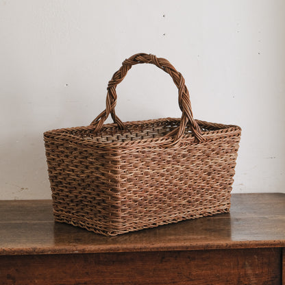 ［宮本工芸］特大バスケット小松編　なわ手（ふた無し）