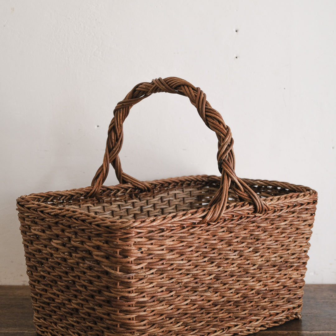 ［宮本工芸］特大バスケット小松編　なわ手（ふた無し）