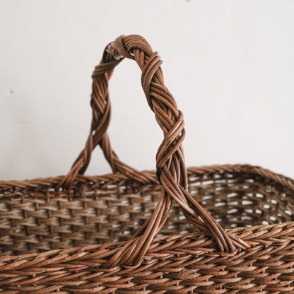 ［宮本工芸］特大バスケット小松編　なわ手（ふた無し）