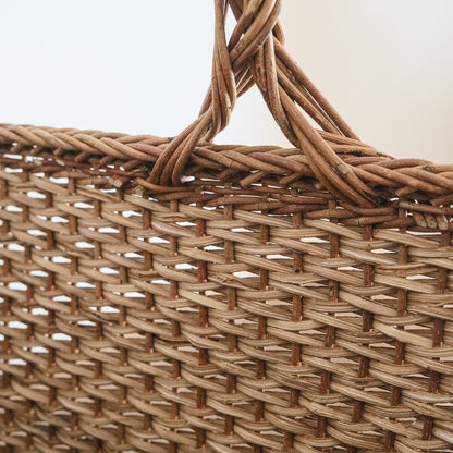 ［宮本工芸］特大バスケット小松編　なわ手（ふた無し）
