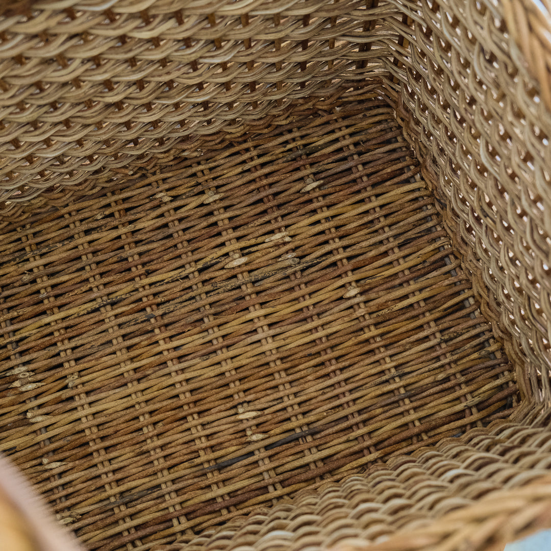 ［宮本工芸］特大バスケット小松編　なわ手（ふた無し）