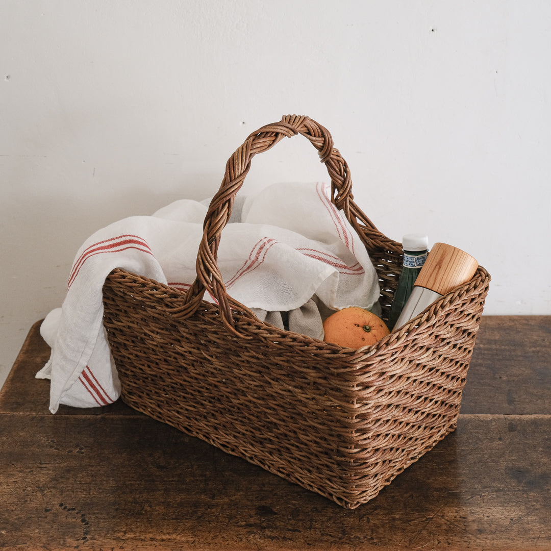 ［宮本工芸］特大バスケット小松編　なわ手（ふた無し）