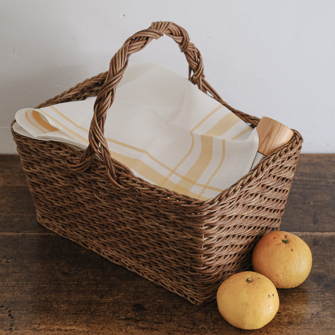 ［宮本工芸］特大バスケット小松編　なわ手（ふた無し）
