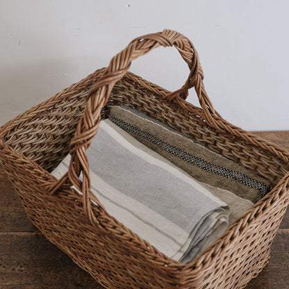 ［宮本工芸］特大バスケット小松編　なわ手（ふた無し）