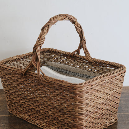 ［宮本工芸］特大バスケット小松編　なわ手（ふた無し）
