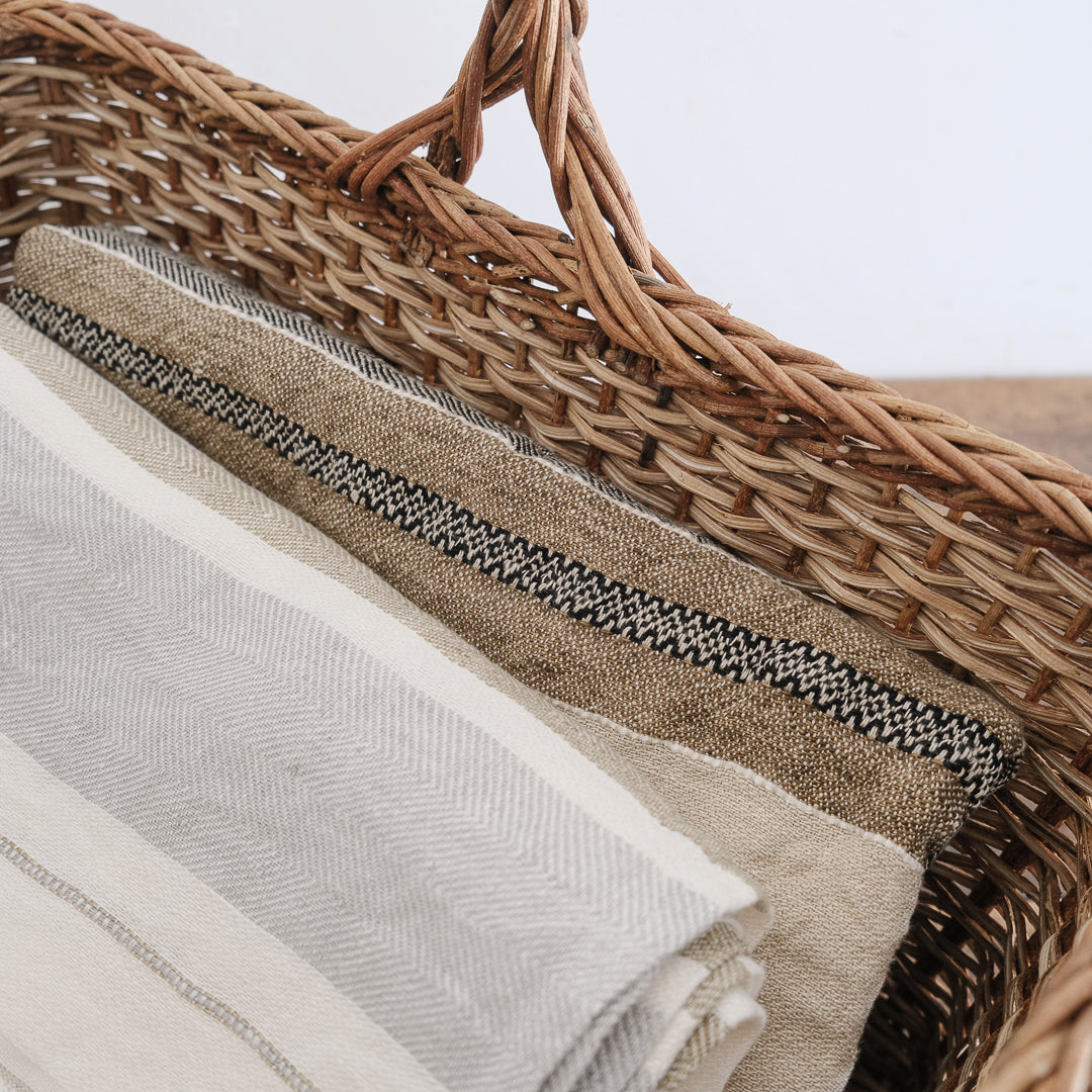 ［宮本工芸］特大バスケット小松編　なわ手（ふた無し）