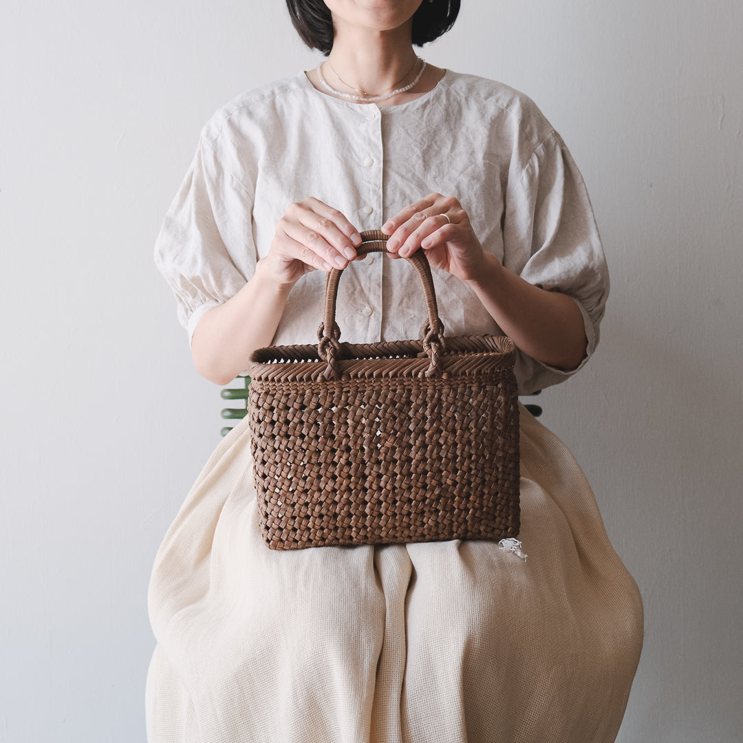 宮本工芸／【受注商品】山ぶどうかご　石タタミ編み　9寸