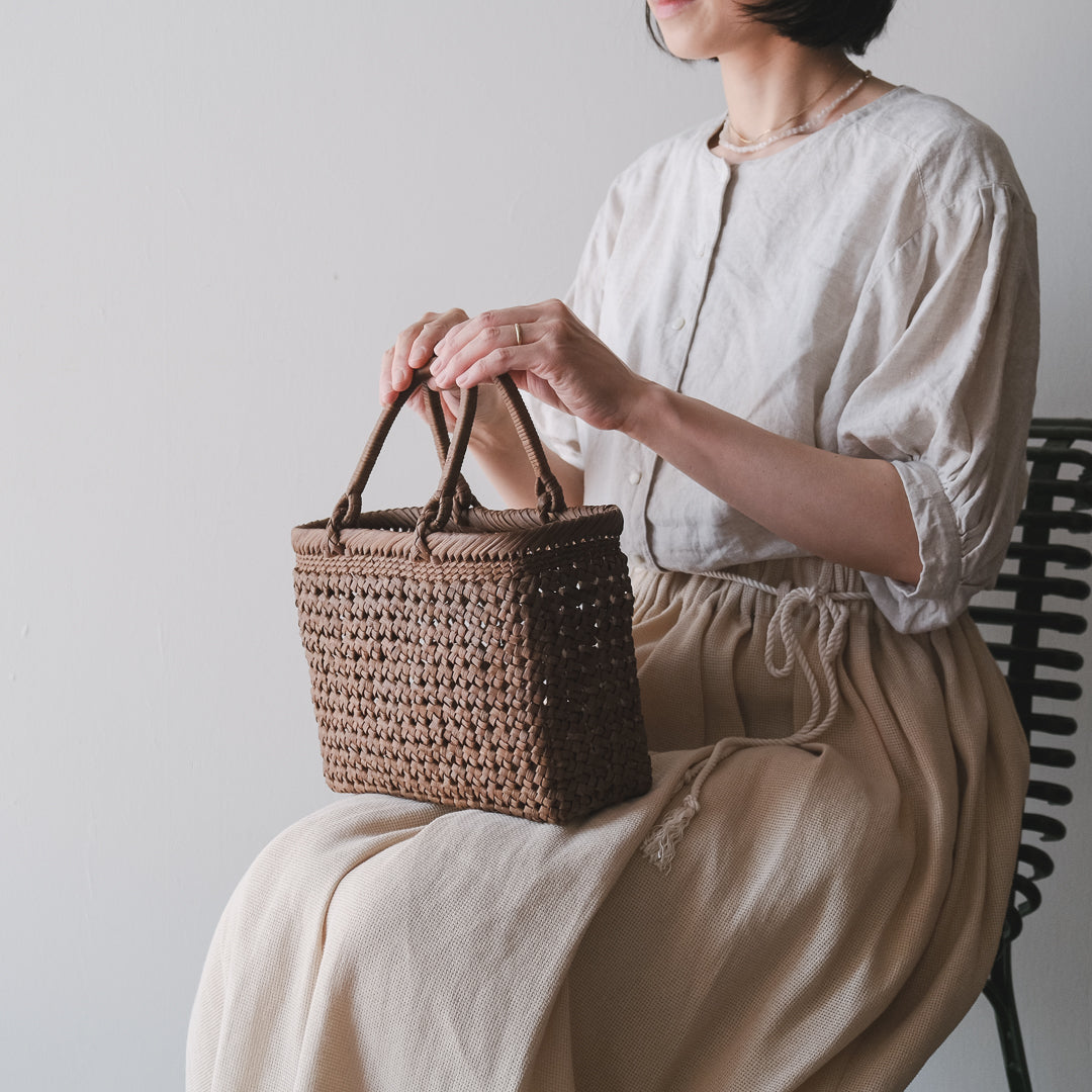 宮本工芸／【受注商品】山ぶどうかご　石タタミ編み　9寸