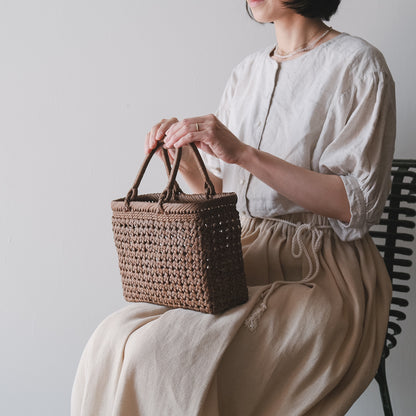 宮本工芸／【受注商品】山ぶどうかご　石タタミ編み　9寸