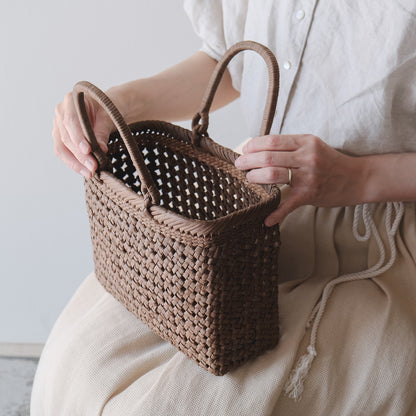宮本工芸／【受注商品】山ぶどうかご　石タタミ編み　9寸