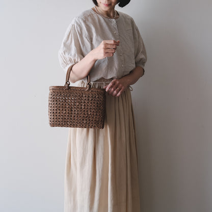 宮本工芸／【受注商品】山ぶどうかご　石タタミ編み　9寸