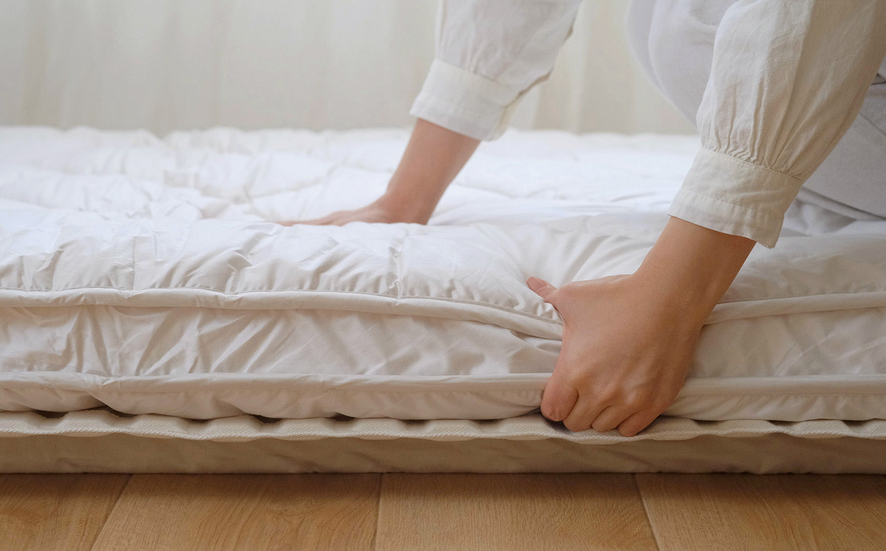 扱いやすい軽さもうれしい。3重構造で身体をらくに支えるウール